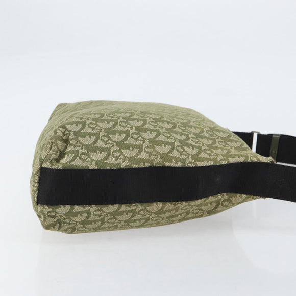 Christian Dior Trotter Canvas Shoulder Bag Green Silver Auth ar13816