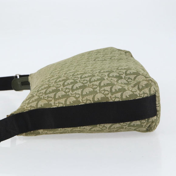 Christian Dior Trotter Canvas Shoulder Bag Green Silver Auth ar13816
