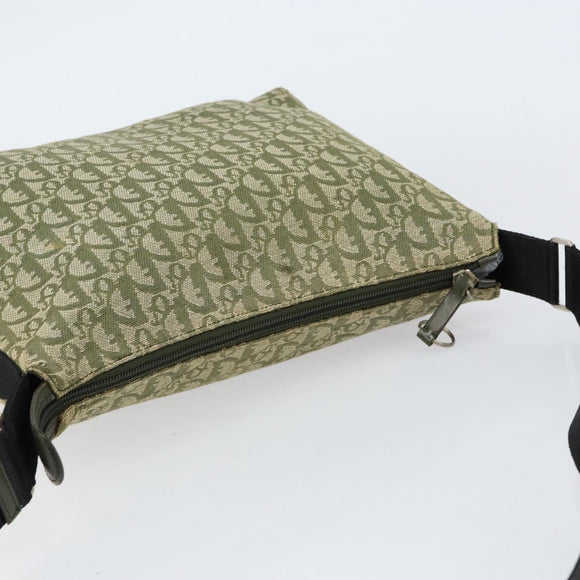Christian Dior Trotter Canvas Schoudertas Groen Zilver Auth ar13816