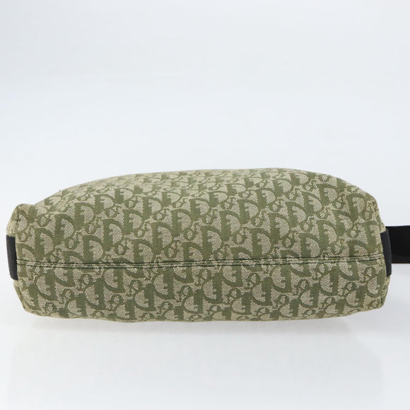 Christian Dior Trotter Canvas Shoulder Bag Green Silver Auth ar13816