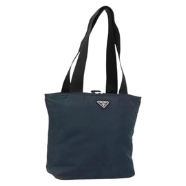 PRADA Tote Bag Nylon Navy Silver Auth ar13817