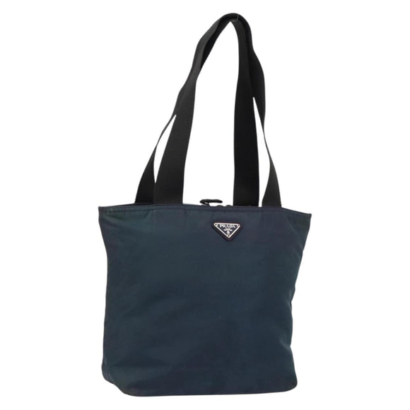 PRADA Tote Bag Nylon Navy Silver Auth ar13817