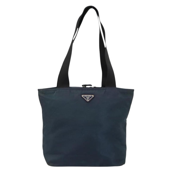 PRADA Tote Bag Nylon Navy Silver Auth ar13817