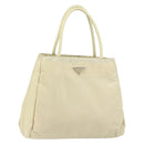 PRADA Tote Bag Nylon Ivory Silver Auth ar13818-1
