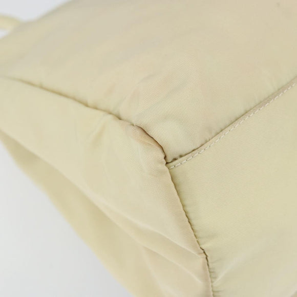 PRADA Tote Bag Nylon Ivory Silver Auth ar13818