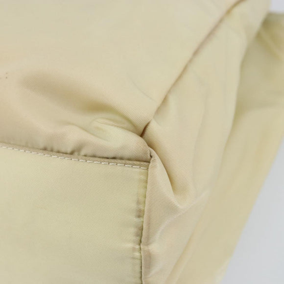 PRADA Tote Bag Nylon Ivory Silver Auth ar13818