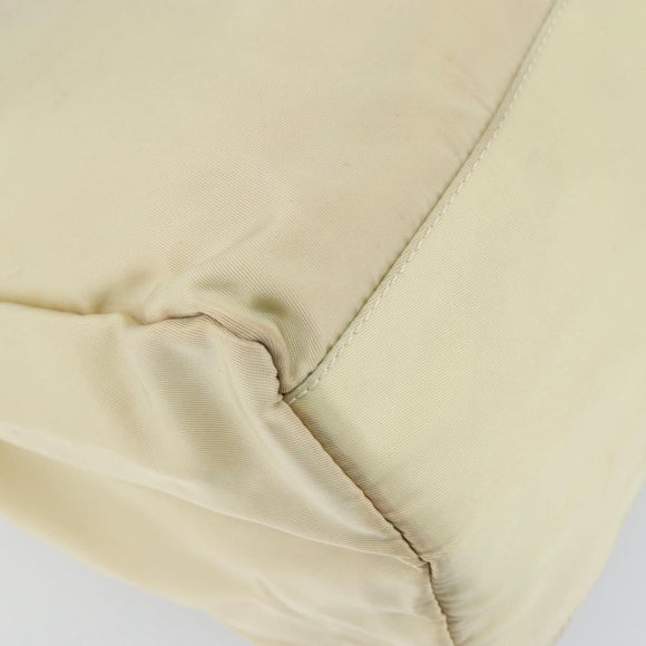 PRADA Tote Bag Nylon Ivory Silver Auth ar13818