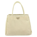 PRADA Tote Bag Nylon Ivory Silver Auth ar13818-13