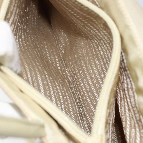 PRADA Tote Bag Nylon Ivory Silver Auth ar13818