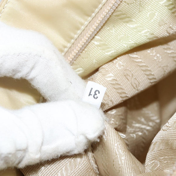 PRADA Tote Bag Nylon Ivory Silver Auth ar13818
