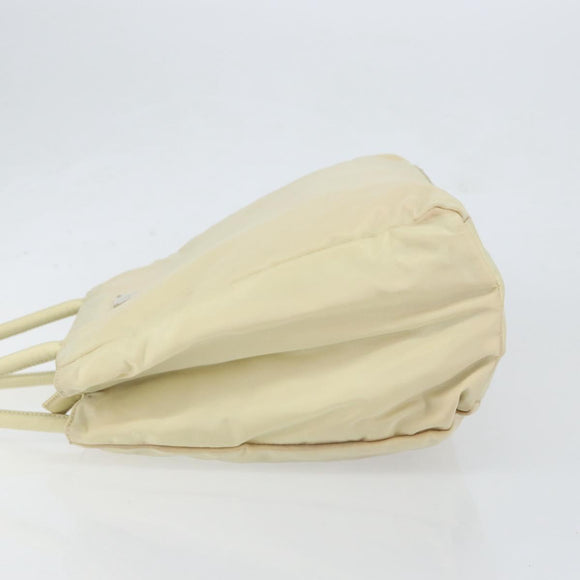 PRADA Tote Bag Nylon Ivory Silver Auth ar13818