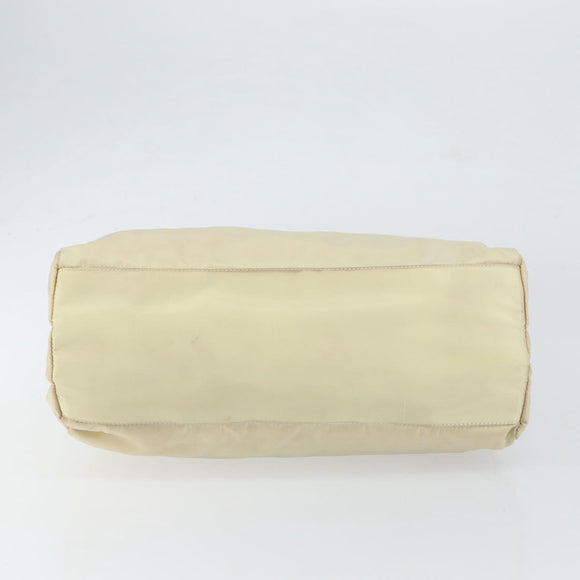 PRADA Tote Bag Nylon Ivory Silver Auth ar13818