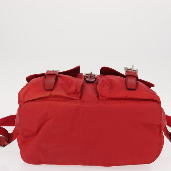 PRADA Backpack Nylon Red Silver Auth ar13819