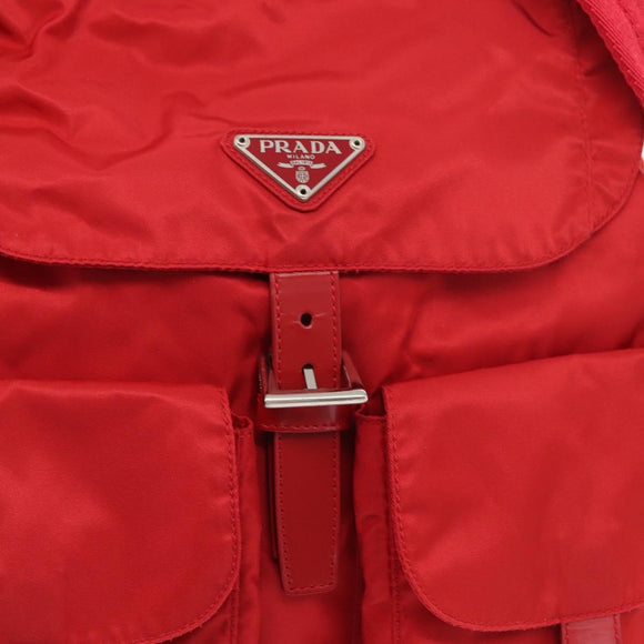 PRADA Backpack Nylon Red Silver Auth ar13819