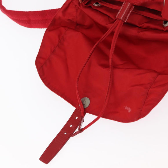 PRADA Backpack Nylon Red Silver Auth ar13819