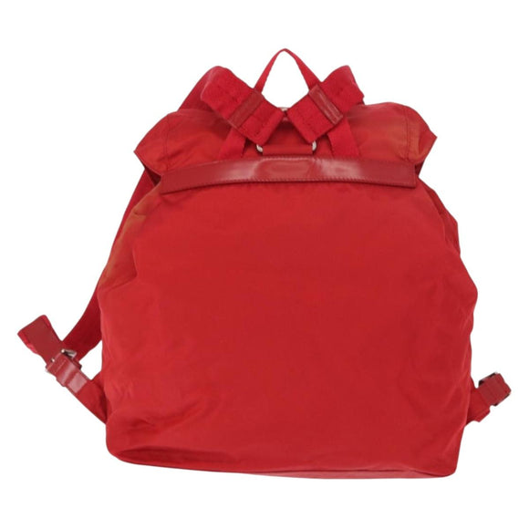 PRADA Backpack Nylon Red Silver Auth ar13819