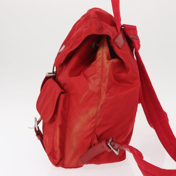 PRADA Backpack Nylon Red Silver Auth ar13819