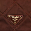 PRADA Chain Tote Bag Nylon Gold Brown Auth ar13820-14