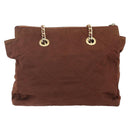 PRADA Chain Tote Bag Nylon Gold Brown Auth ar13820-3
