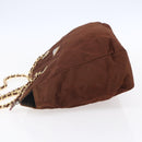 PRADA Chain Tote Bag Nylon Gold Brown Auth ar13820-4