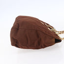 PRADA Chain Tote Bag Nylon Gold Brown Auth ar13820-5