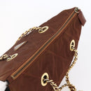 PRADA Chain Tote Bag Nylon Gold Brown Auth ar13820-6