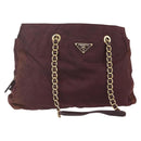 PRADA Chain Tote Bag Nylon Bordeaux Gold Auth ar13821-1