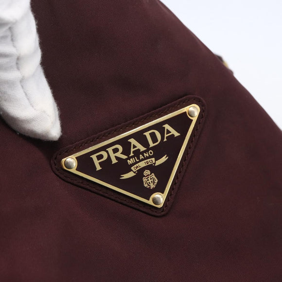 PRADA Chain Tote Bag Nylon Bordeaux Gold Auth ar13821