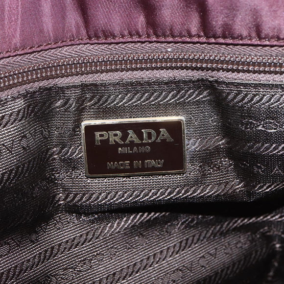 PRADA Chain Tote Bag Nylon Bordeaux Gold Auth ar13821