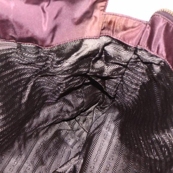 PRADA Chain Tote Bag Nylon Bordeaux Gold Auth ar13821