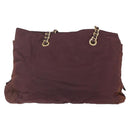 PRADA Chain Tote Bag Nylon Bordeaux Gold Auth ar13821-3