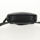 GUCCI GG Marmont Waist Bag Leather Black Gold 476434 Auth ar13822A-5