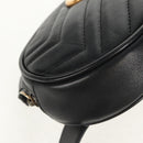 GUCCI GG Marmont Waist Bag Leather Black Gold 476434 Auth ar13822A-9