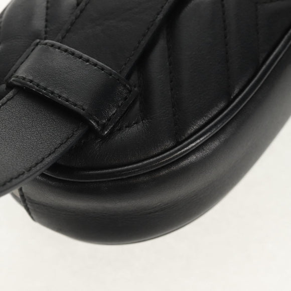 GUCCI GG Marmont Waist Bag Leather Black Gold 476434 Auth ar13822A