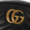 GUCCI GG Marmont Waist Bag Leather Black Gold 476434 Auth ar13822A-18