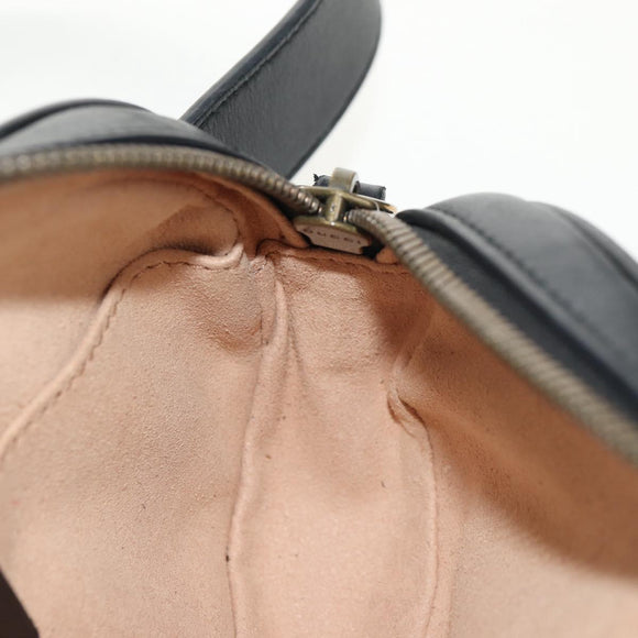 GUCCI GG Marmont Waist Bag Leather Black Gold 476434 Auth ar13822A