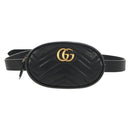 GUCCI GG Marmont Waist Bag Leather Black Gold 476434 Auth ar13822A-13
