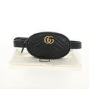 GUCCI GG Marmont Waist Bag Leather Black Gold 476434 Auth ar13822A-12
