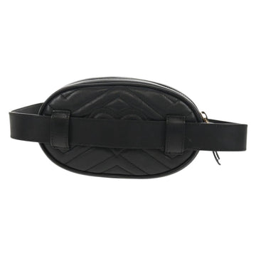 GUCCI GG Marmont Waist Bag Leather Black Gold 476434 Auth ar13822A - 0