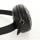 GUCCI GG Marmont Waist Bag Leather Black Gold 476434 Auth ar13822A-3