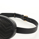 GUCCI GG Marmont Waist Bag Leather Black Gold 476434 Auth ar13822A-14