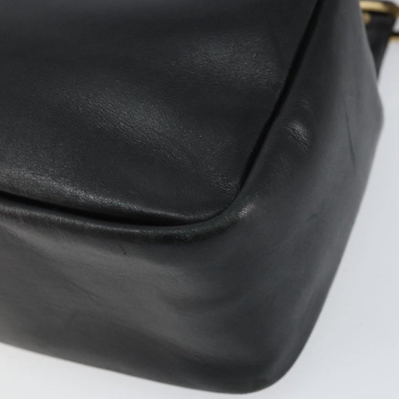 GUCCI Bamboo Hand Bag Leather Black Gold 000 2865 0575 Auth ar13837