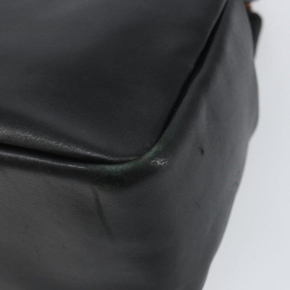 GUCCI Bamboo Hand Bag Leather Black Gold 000 2865 0575 Auth ar13837