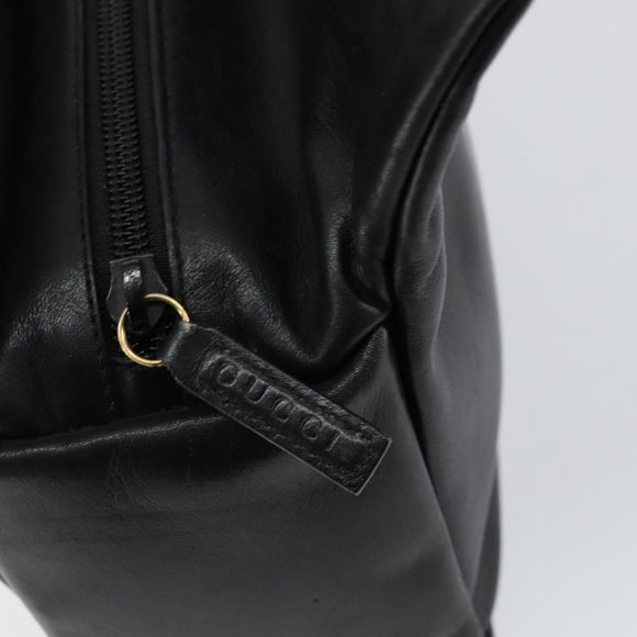 GUCCI Bamboo Hand Bag Leather Black Gold 000 2865 0575 Auth ar13837