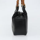 GUCCI Bamboo Hand Bag Leather Black Gold 000 2865 0575 Auth ar13837-4
