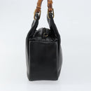GUCCI Bamboo Hand Bag Leather Black Gold 000 2865 0575 Auth ar13837-5