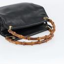 GUCCI Bamboo Hand Bag Leather Black Gold 000 2865 0575 Auth ar13837-7
