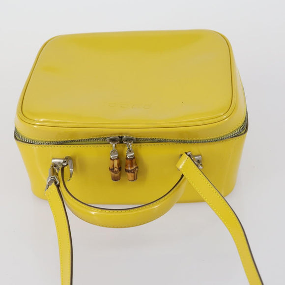 GUCCI Bamboo Hand Bag Enamel 2way Yellow Gold 000 270 0323 Auth ar13838