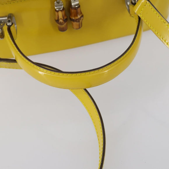 GUCCI Bamboo Hand Bag Enamel 2way Yellow Gold 000 270 0323 Auth ar13838