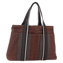HERMES Trocha Horizontal Zonal MM Tote Bag Canvas Brown Silver Auth ar13839-1